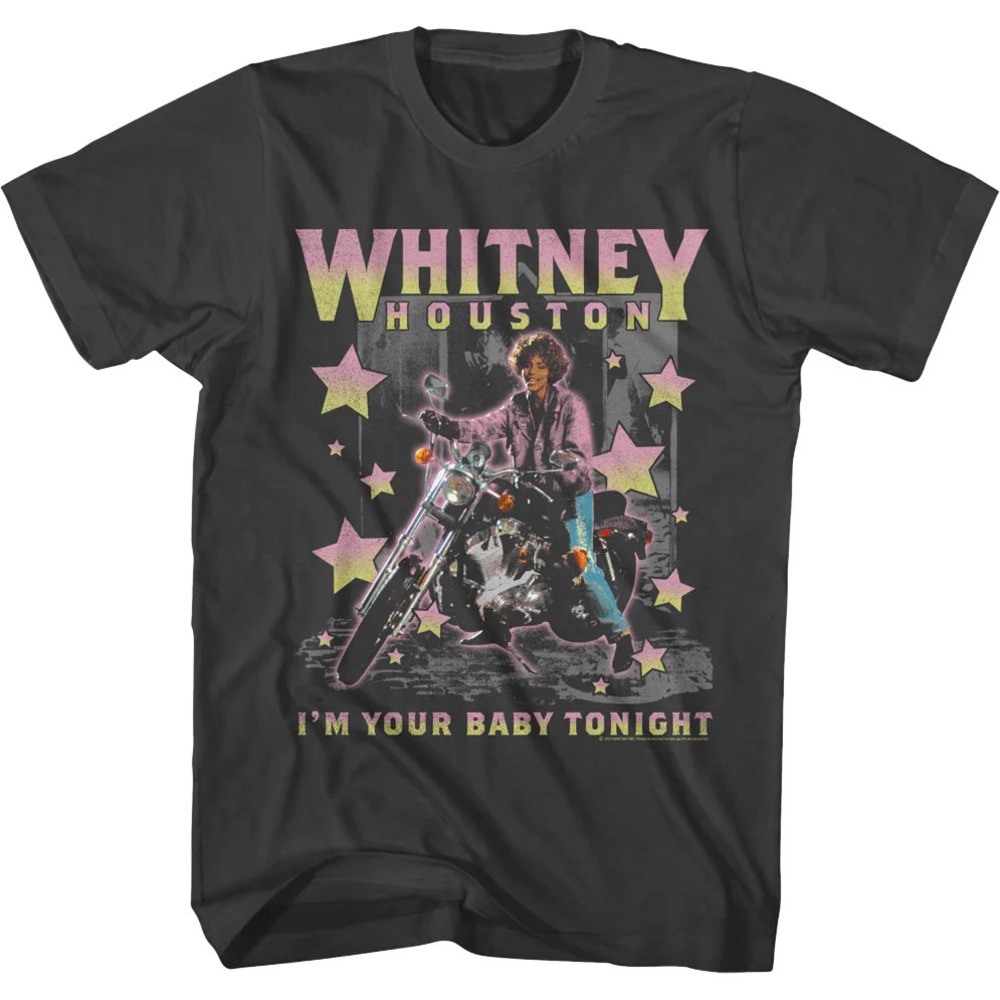 Im Your Baby Tonight Stars Motorcycle Whitney Houston Tshirt